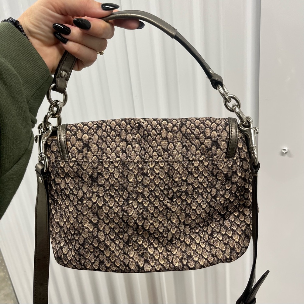 Coach Metallic Pewter Snake-Embossed Crossbody Bag - Picture 6 of 8